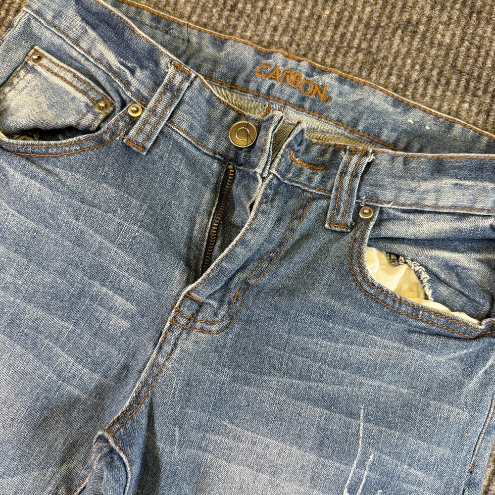 Carbon Jeans Mens 30x32 Light Wash Slim Straight Distressed Denim Pants